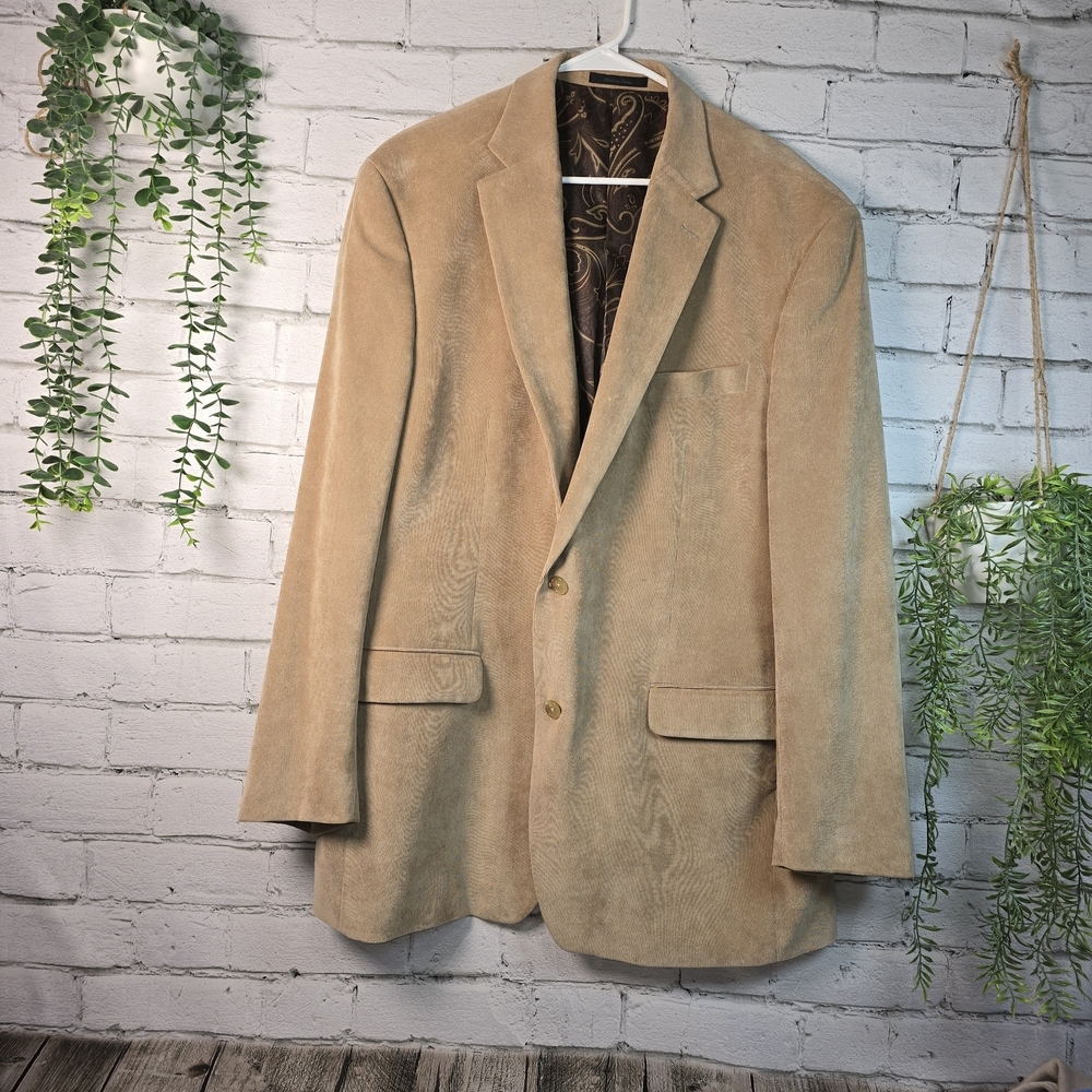 LAUREN RALPH LAUREN CORDUROY CAMEL BLAZER MENS SIZE 46L